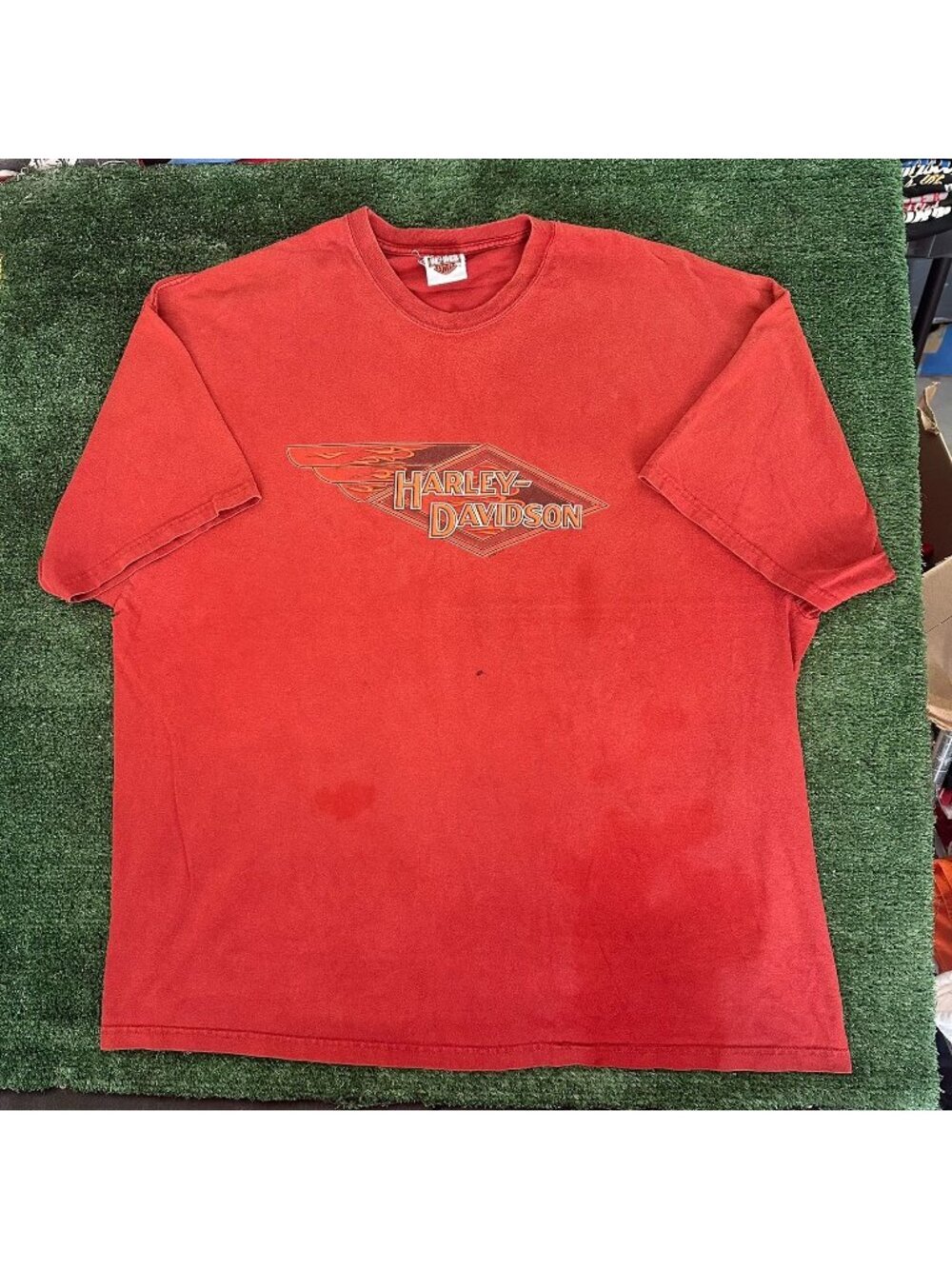 Vintage Y2K Harley Davidson Las Vegas T-Shirt Flames Jester Red XXL Moto Grunge